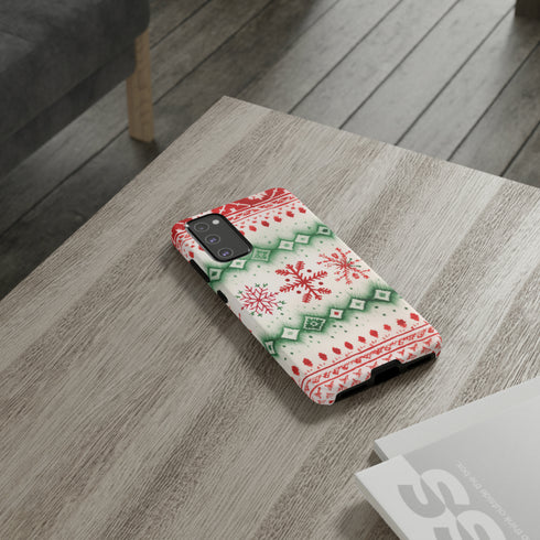 Icelandic Watercolor inspired by Christmas Sweaters - Impact Resistant Phone Case